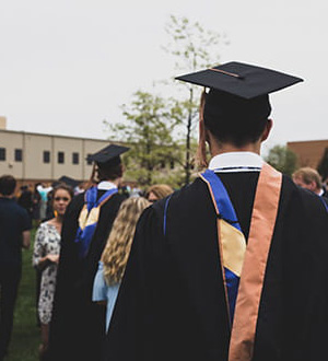Graduates in their caps and gowns