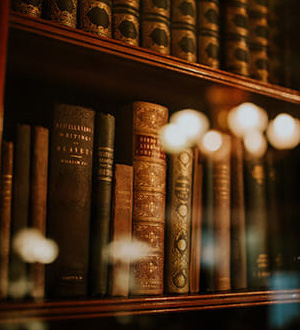 Old books on a bookshelf